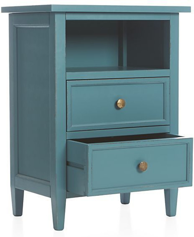 Asian Arts Solid Wood End Table(Finish Color – Blue)